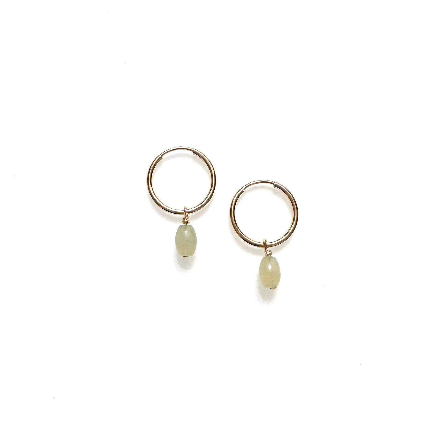 Petite serpentine hoops 14K gold-filled - barrel charm
