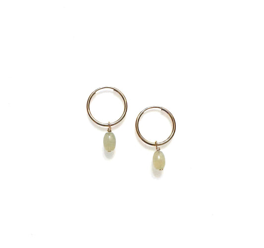 Petite serpentine hoops 14K gold-filled - barrel charm
