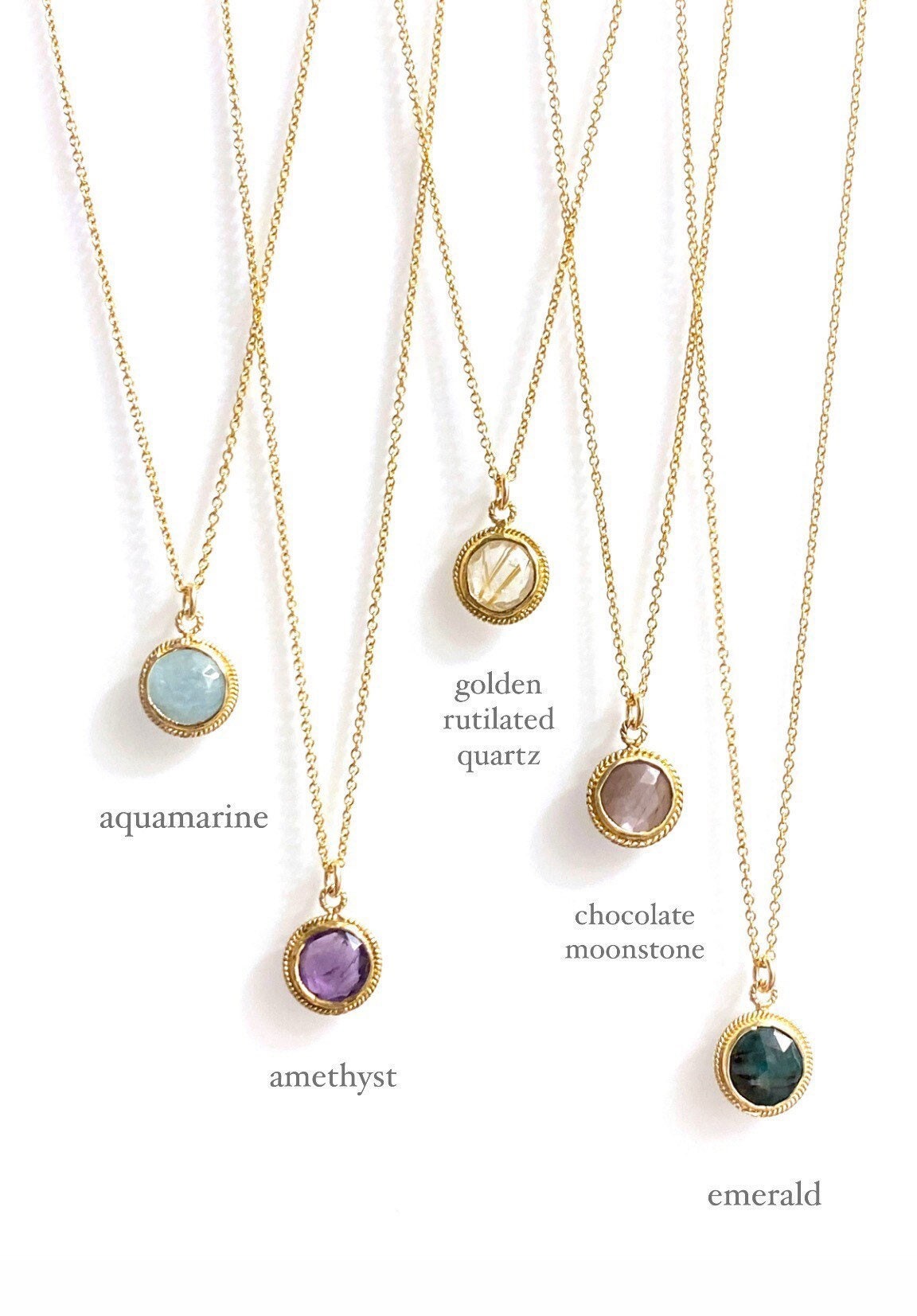 Petite sun medallion necklace - all gemstone variations
