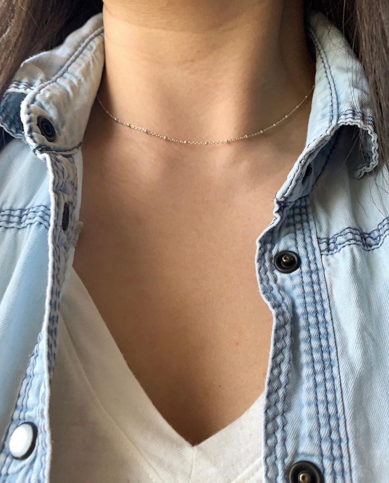 Satellite chain bracelet sterling silver - detail view