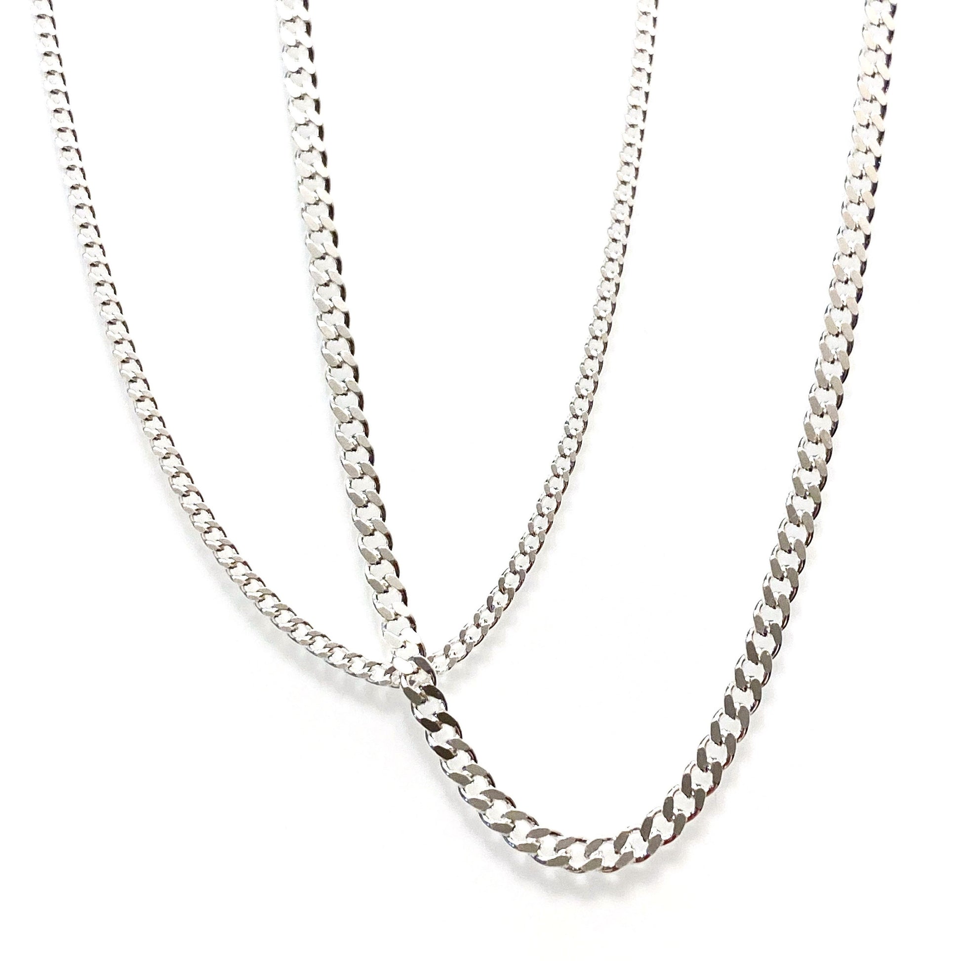 sterling silver curb chains in 2mm and 3mm widths
