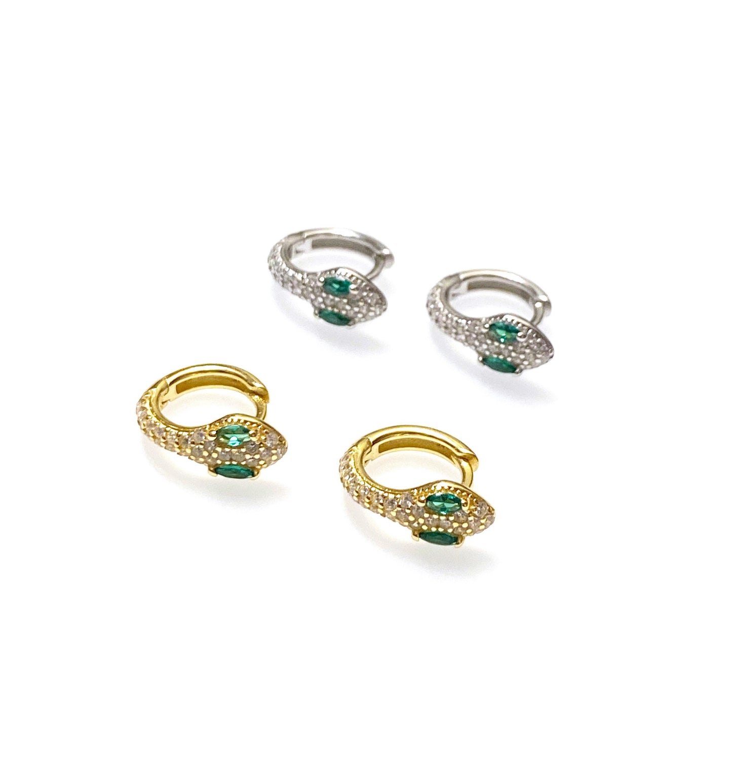 sterling silver and gold plated snake huggies