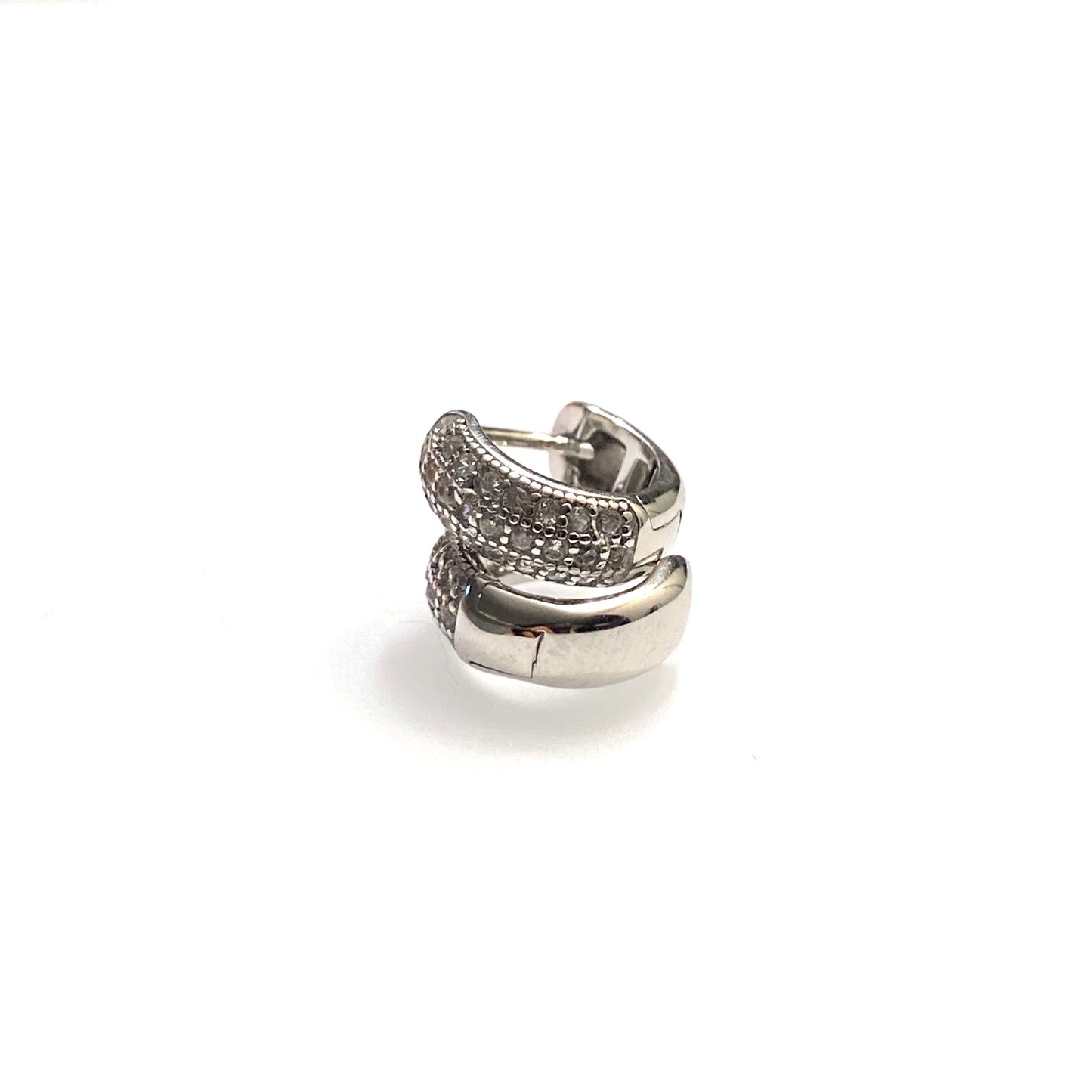 tiny huggies cz sterling silver stacked