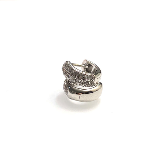 tiny huggies cz sterling silver stacked